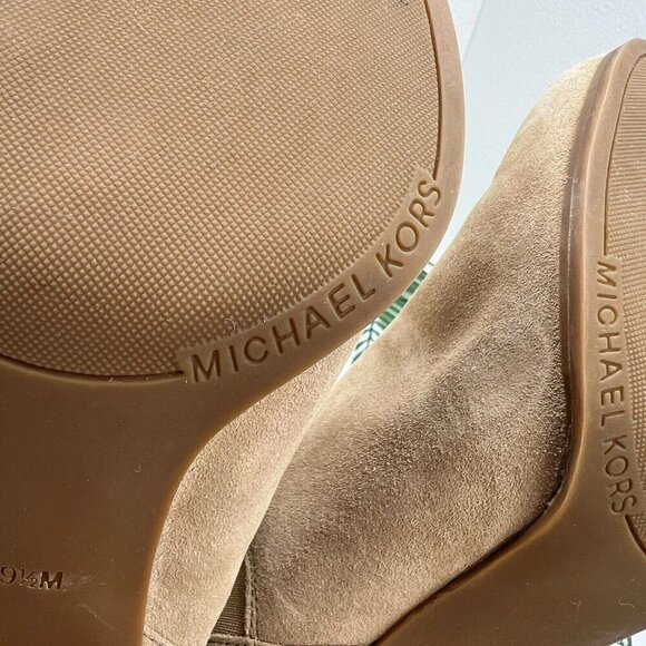 Michael Michael Kors Evaline Brown Suede Chelsea Heeled Booties Size 9.5M NWOB - Picture 13 of 16